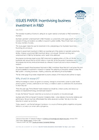 Issues paper: Incentivising business investment in R&D